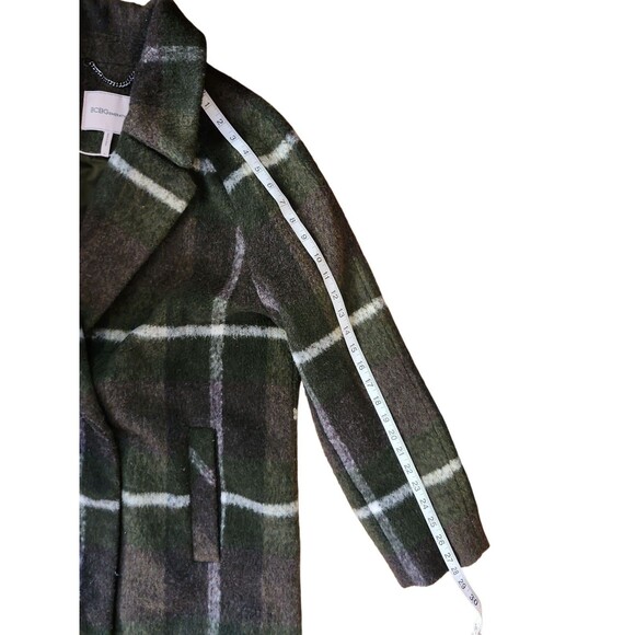 BCBGeneration Preppy Plaid Mid-length Coat Womens XL Forest Moss Green Academia - Picture 8 of 10